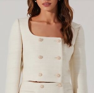 ASTR THE LABEL Rosario Tweed Cropped Women's Jacket In Cream, NWT